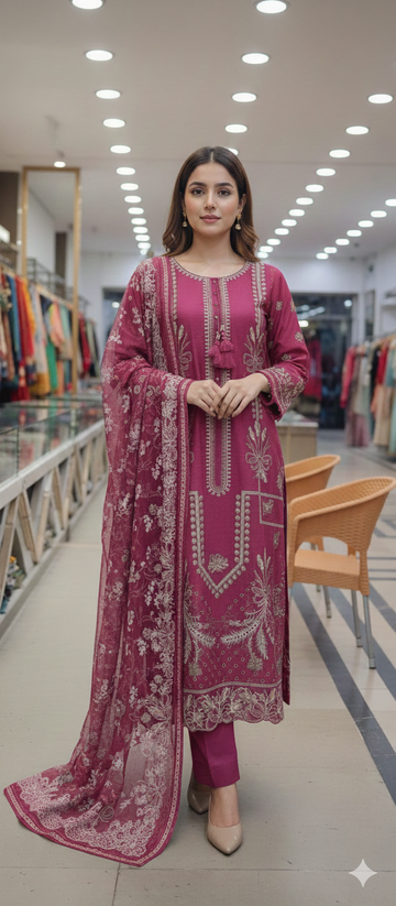 Banadora marina multi gala embroidery with border full heavy shawl embroidered